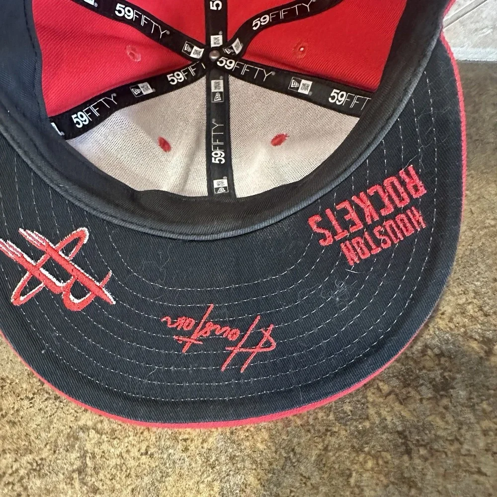 NBA Houston Rockets Red New Era 59FIFTY 5950 Fitted Cap sz 7 3/8 Grey UV EUC